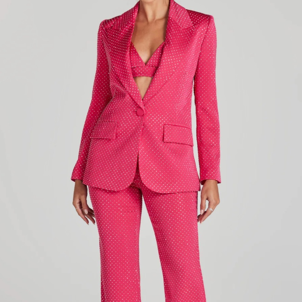 Nadine Merabi Kira satin shimmering jacket with crystal embellishments